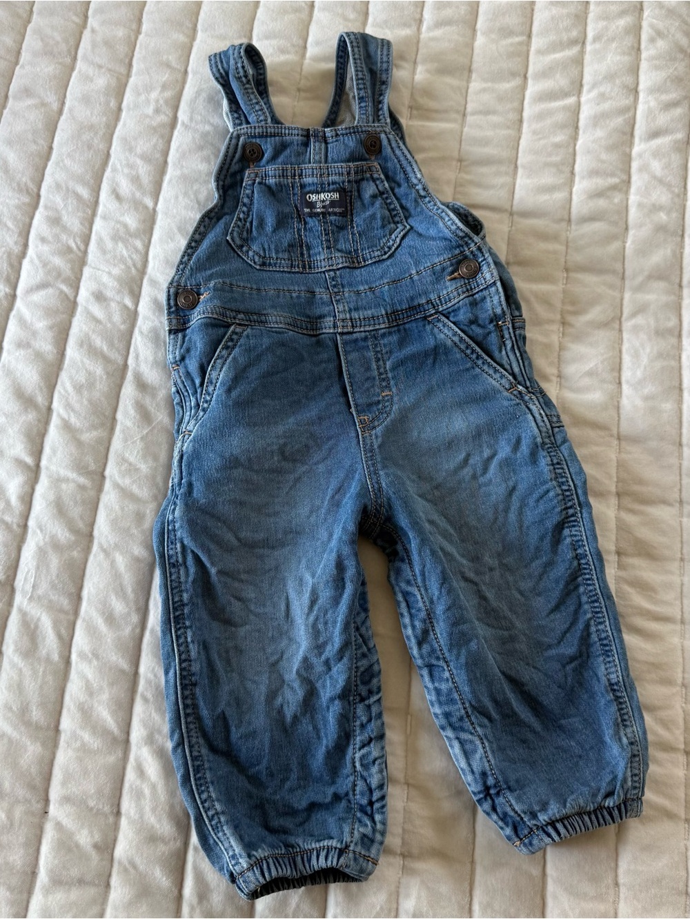 OshKosh B'gosh unisex blue denim overalls size 18 months